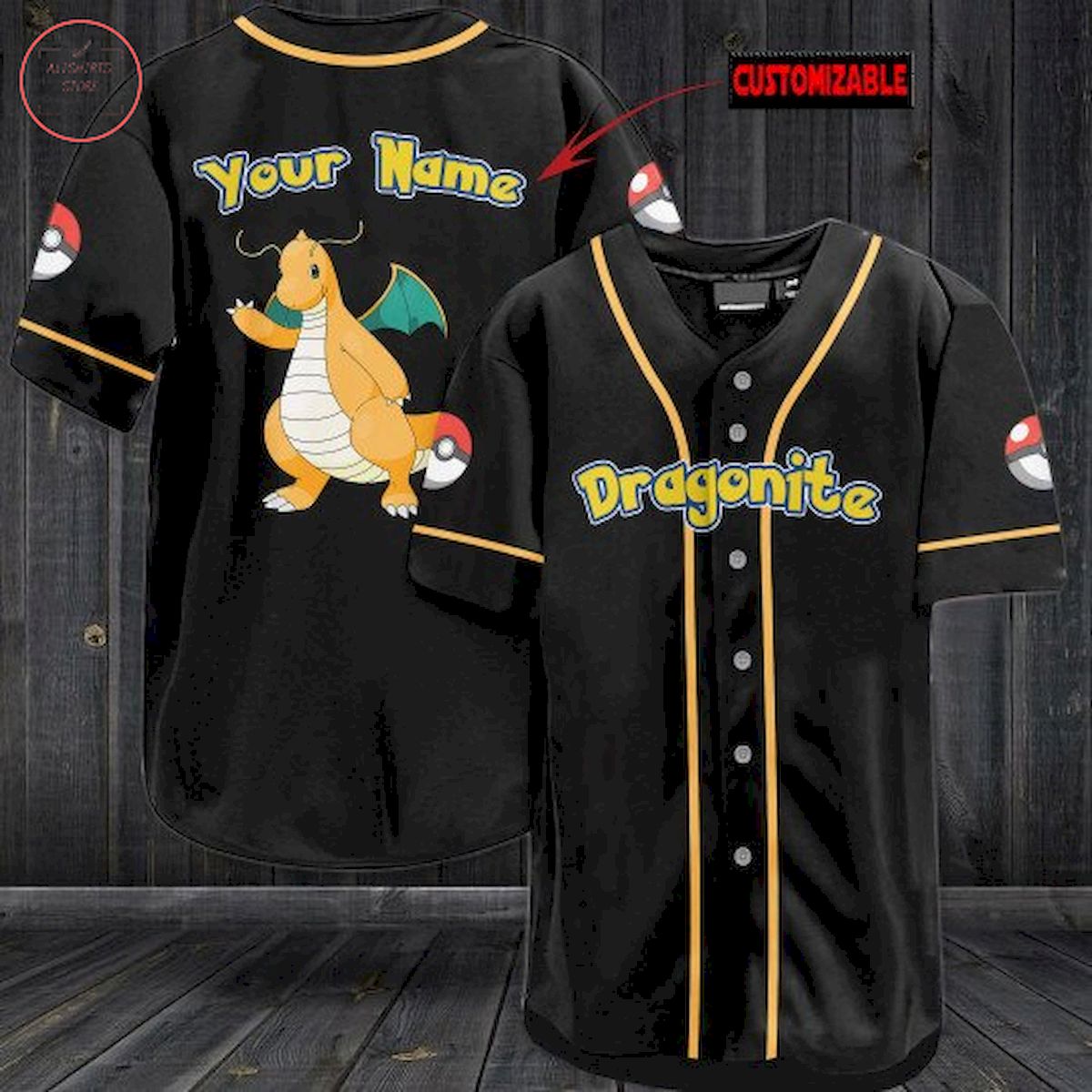 Pokemon Dragonite Personalized Baseball Jersey