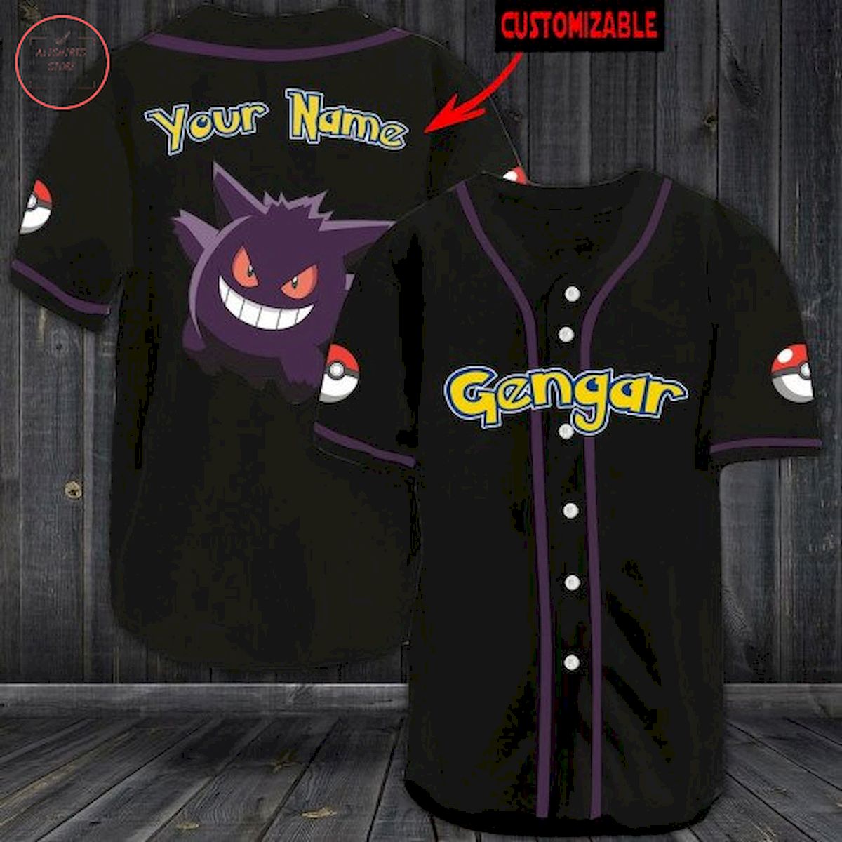 Pokemon Gengar Personalized Baseball Jersey