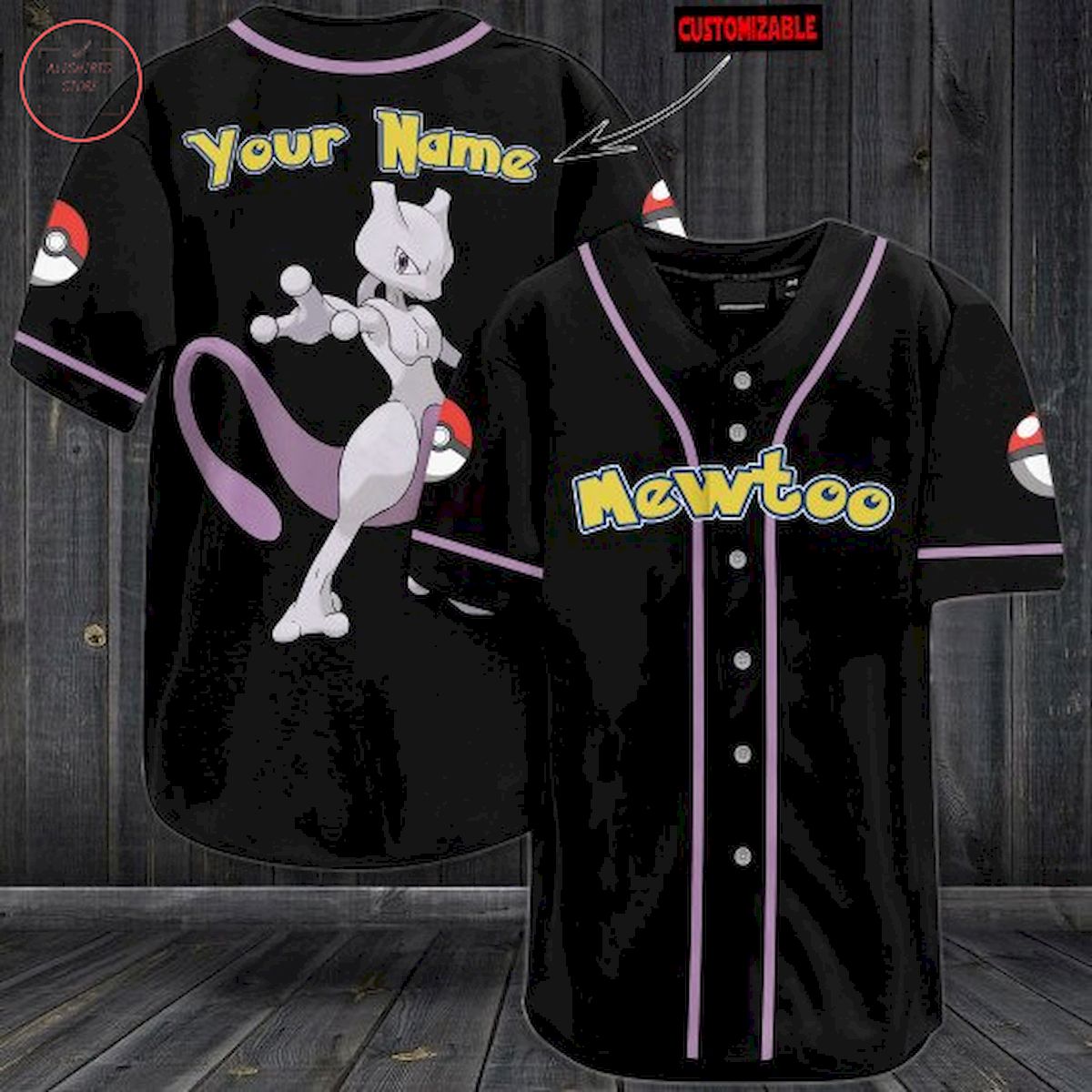 Pokemon Mewtoo Personalized Baseball Jersey