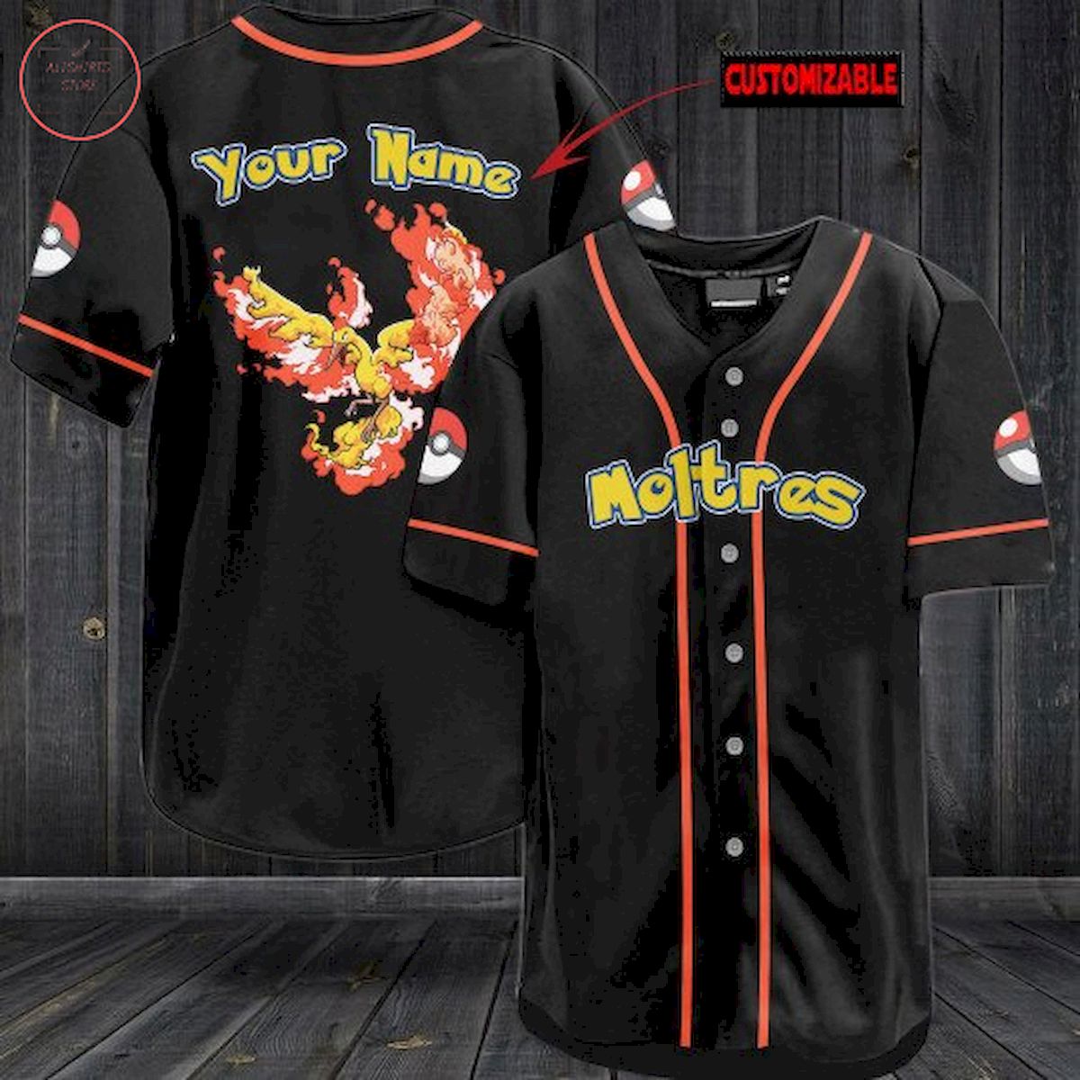 Pokemon Moltres Personalized Baseball Jersey