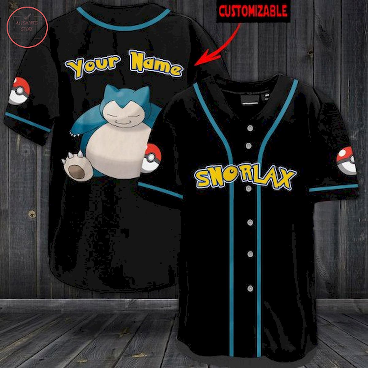 Pokemon Snorlax Personalized Baseball Jersey