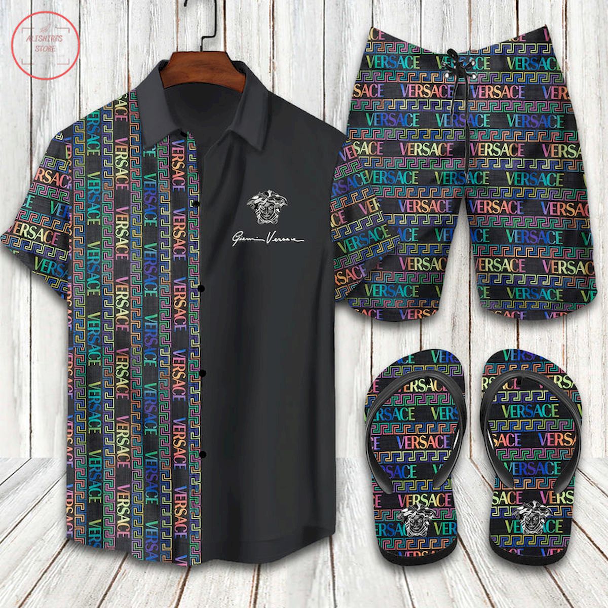Vesace 2022 Luxury Hawaiian Shirt Shorts And Flip Flops