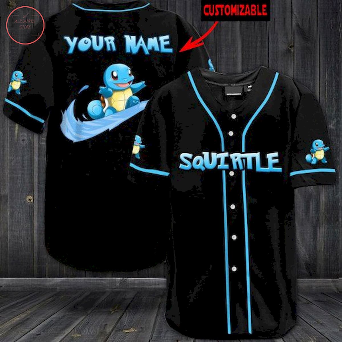 Pokemon Squirtle Personalized Baseball Jersey