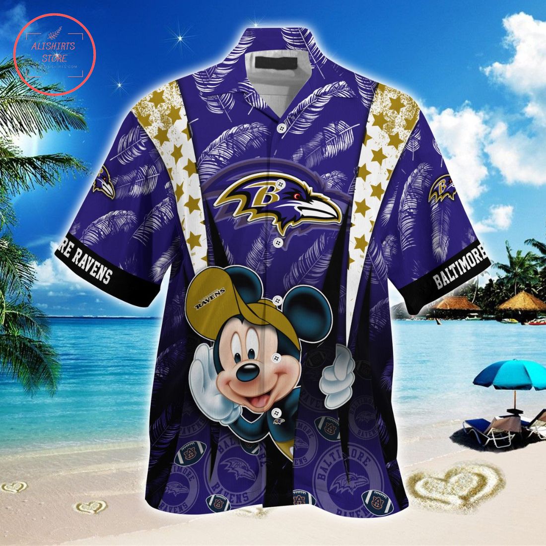 Baltimore Ravens Mickey Mouse Hawaiian shirt