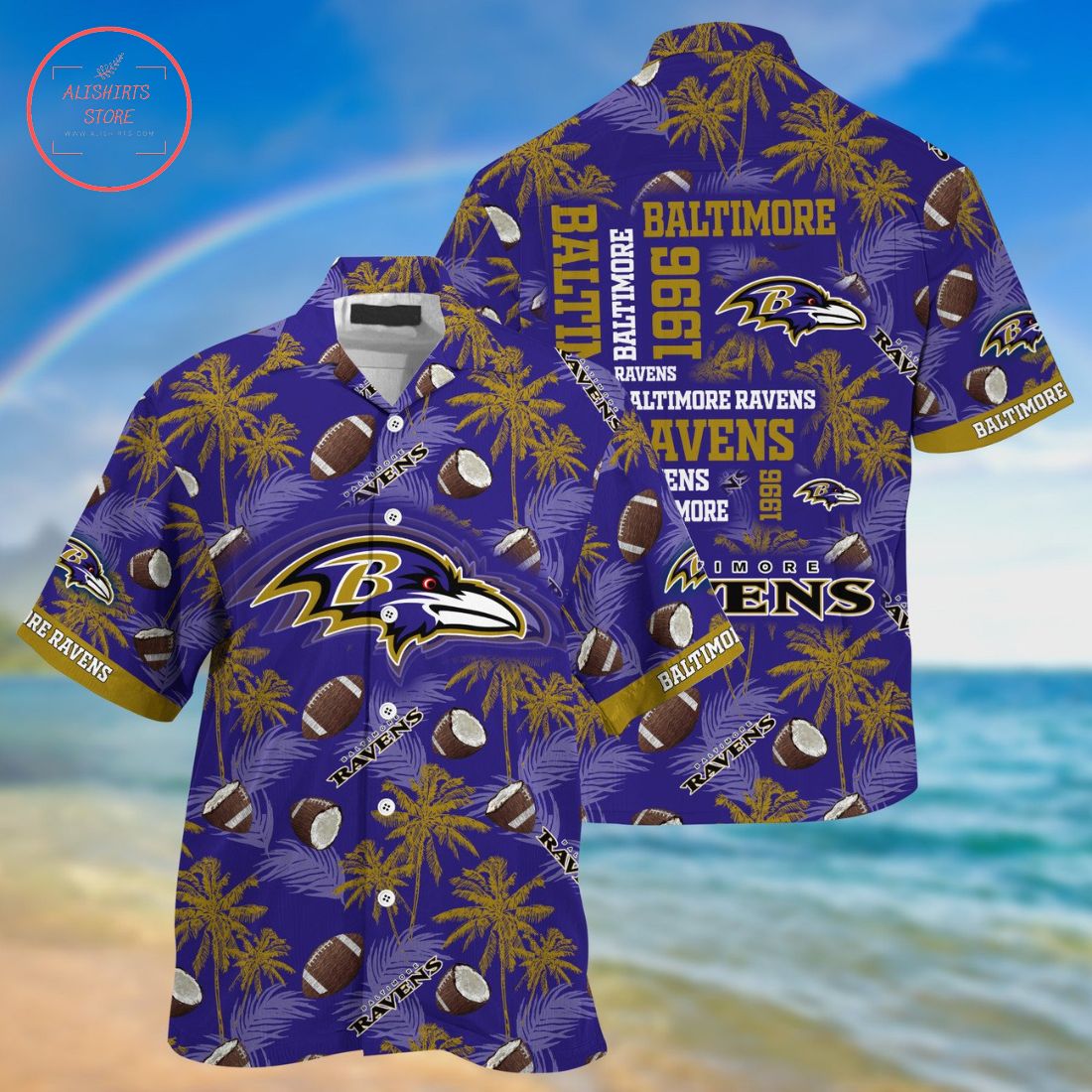 Baltimore Ravens Palm Hawaiian Shirt