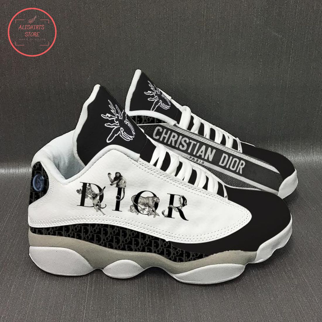 Christian Dior Black and White Air Jordan 13 Sneaker