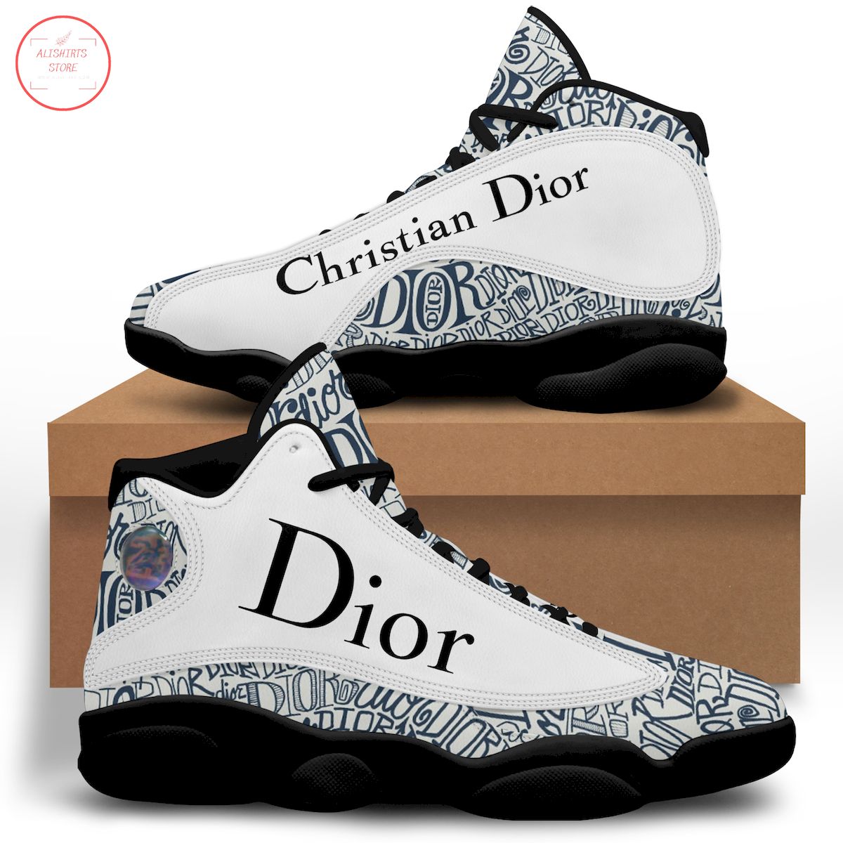Dior White Blue Air Jordan 13 Sneakers Shoes