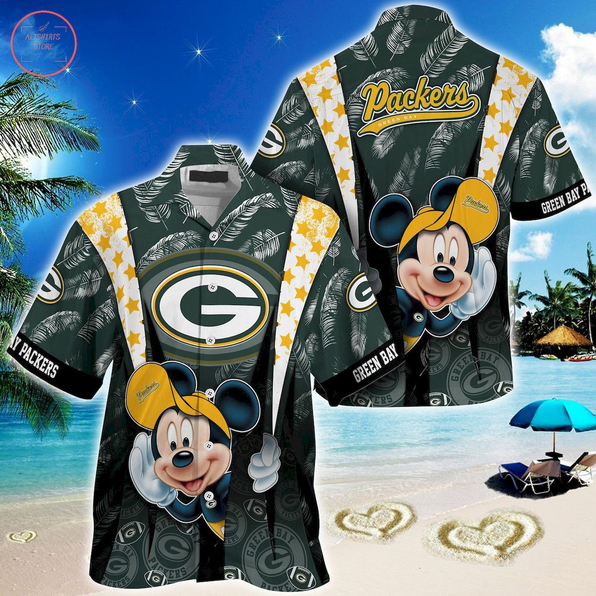 Green Bay Packers Mickey Mouse Hawaiian Shirt