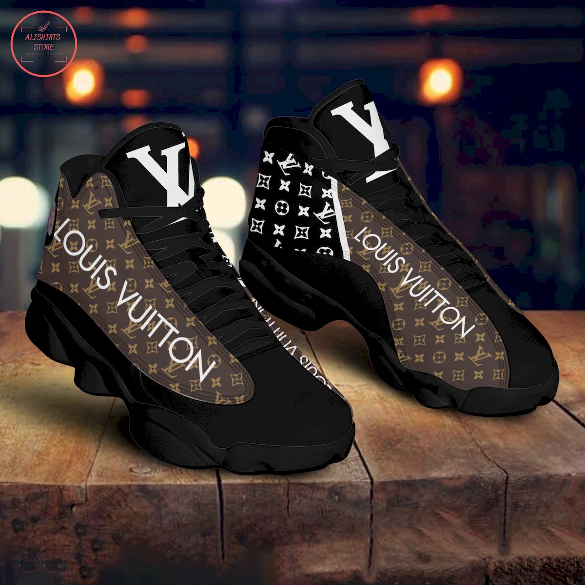 Louis Vuitton Black Brown Air Jordan 13 Sneakers Shoes