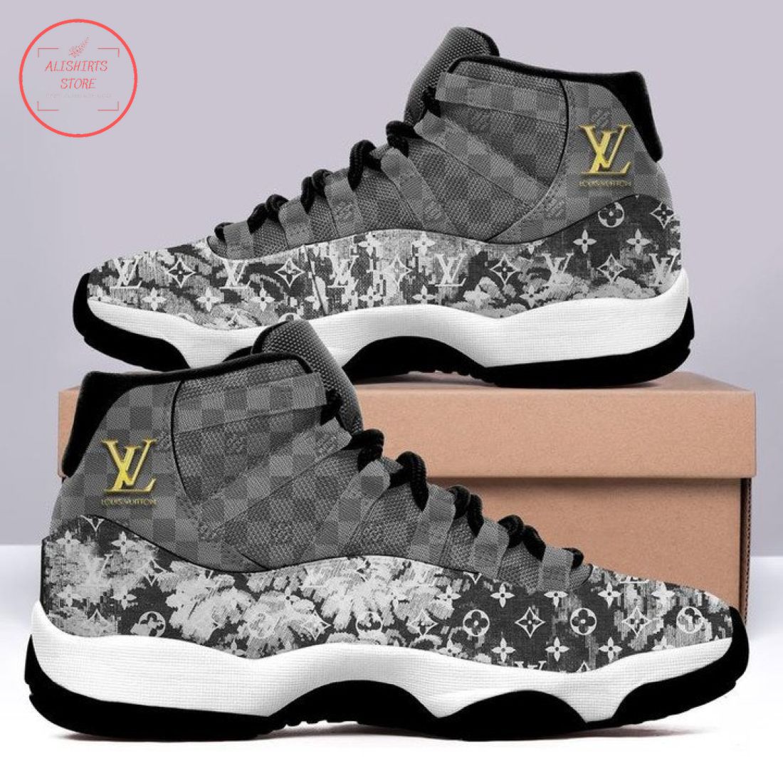 Louis Vuitton LV Grey Air Jordan 11 Sneaker Shoes