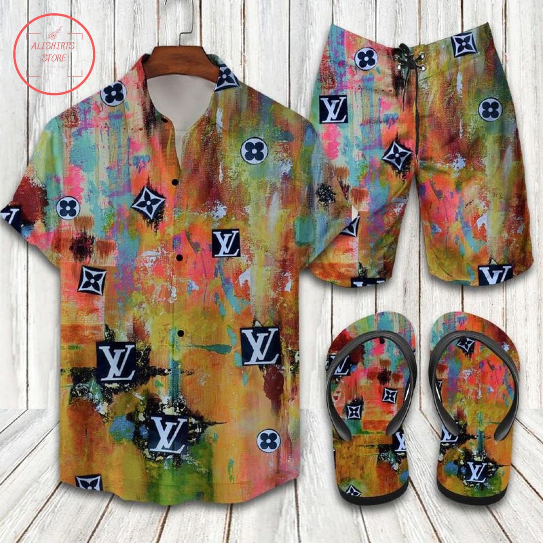 Louis Vuitton LV Painting Hawaiian Shirt and Shorts