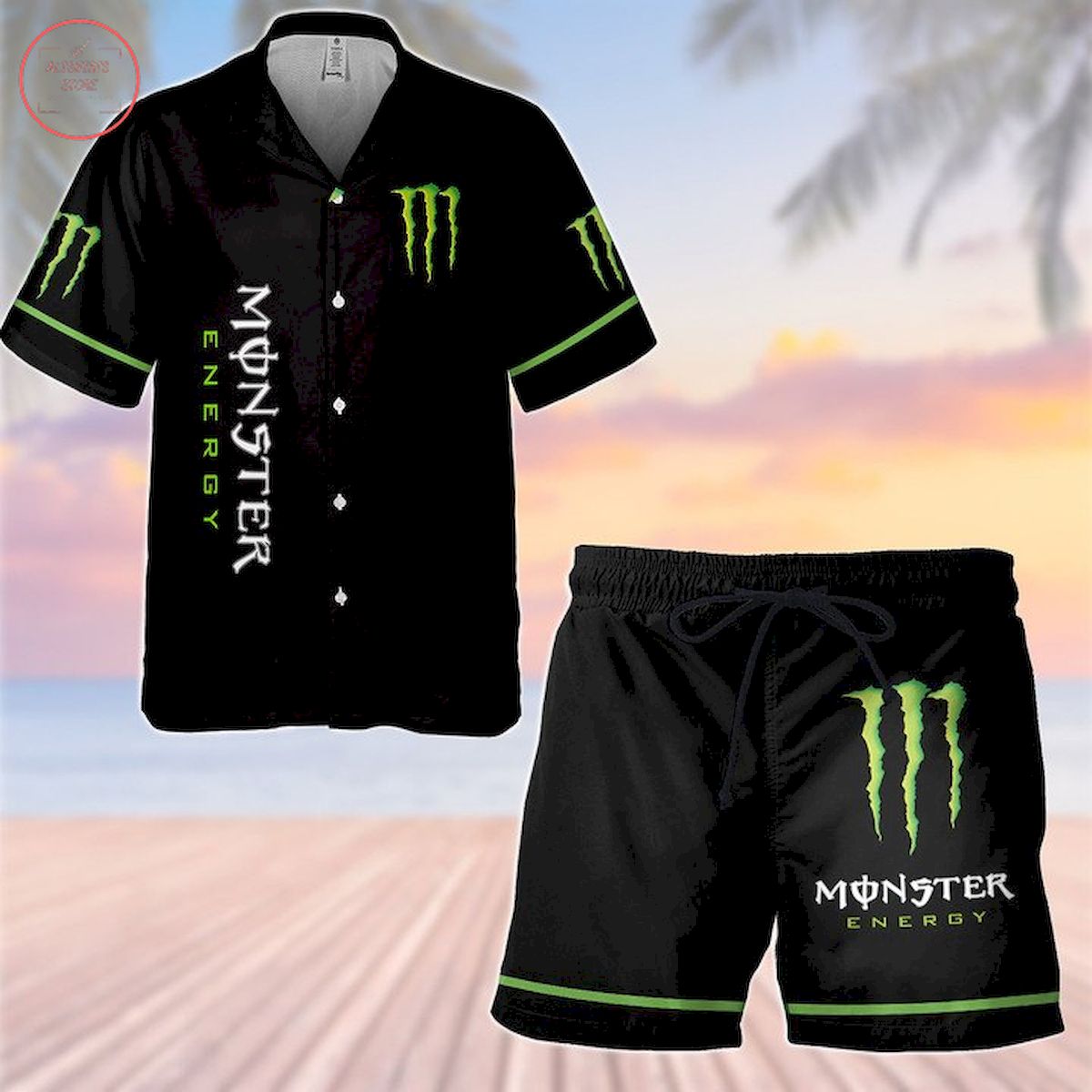 Monster Energy Black Hawaiian Shirt and Shorts