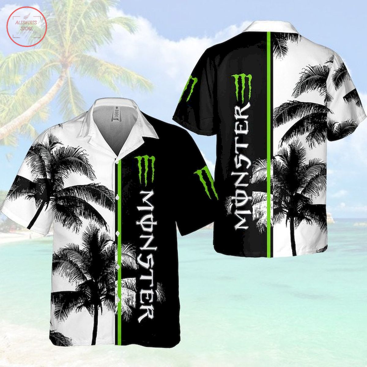 Monster Energy Palm Hawaiian Shirt and Shorts
