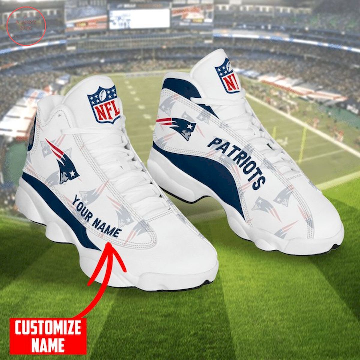 New England Patriots Personalized Air Jordan 13 Sneaker