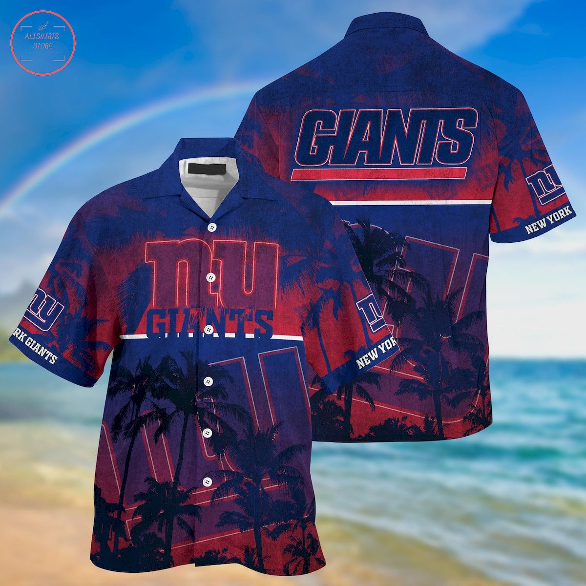 New York Giants Palm Hawaiian Shirt
