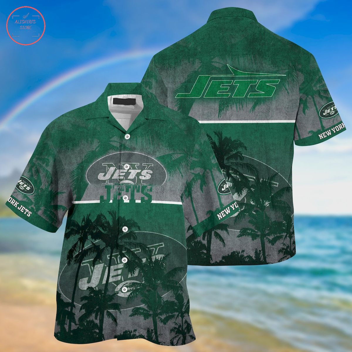 New York Jets Palm Hawaiian Shirt