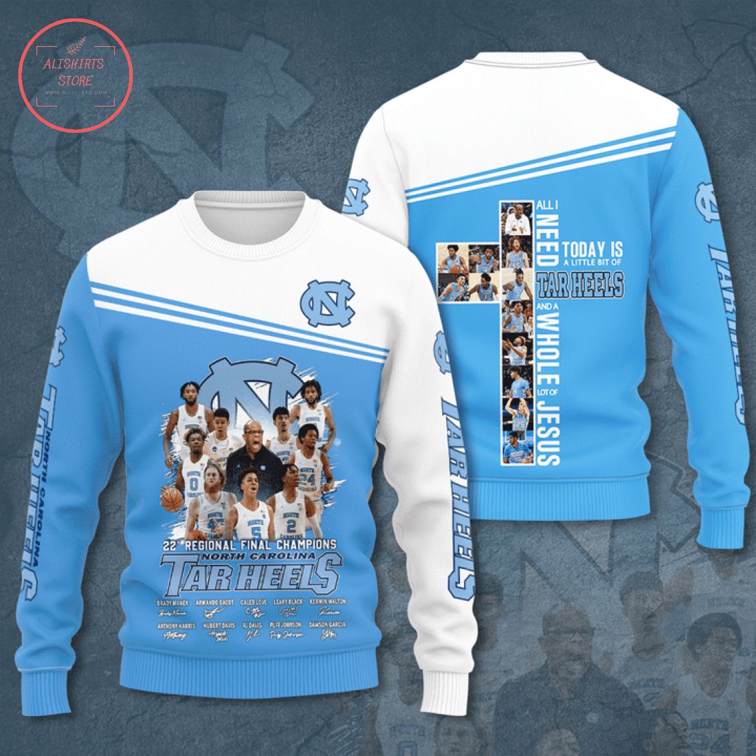 North Carolina Tar Heels 22 Regional Final Champions 3d Shirts