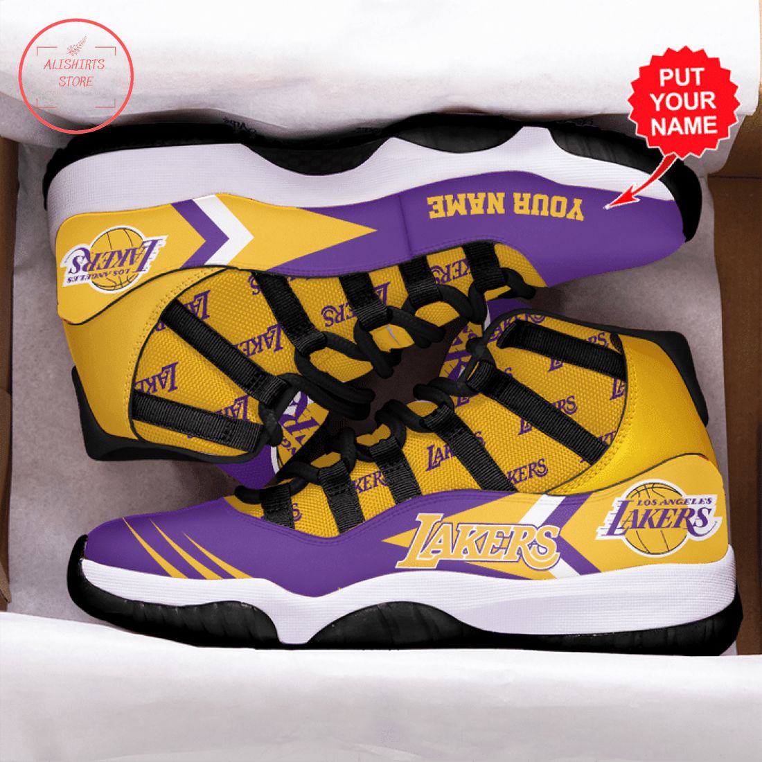 Personalized Los Angeles Lakers Air Jordan 11 Sneaker Shoes