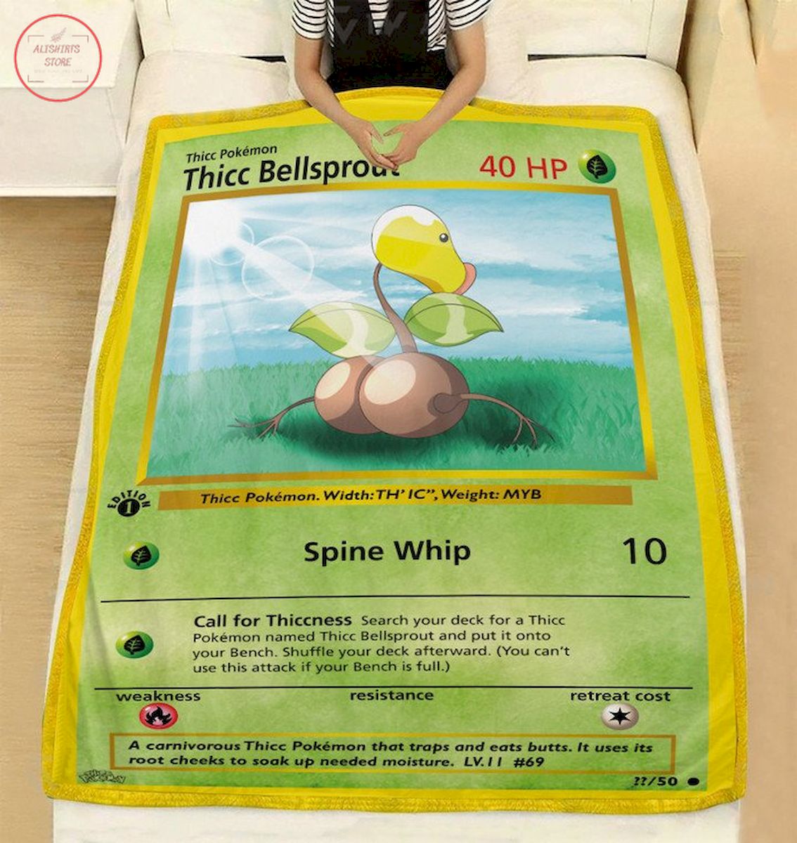 Pokemon Thicc Bellsprout Fleece Blanket