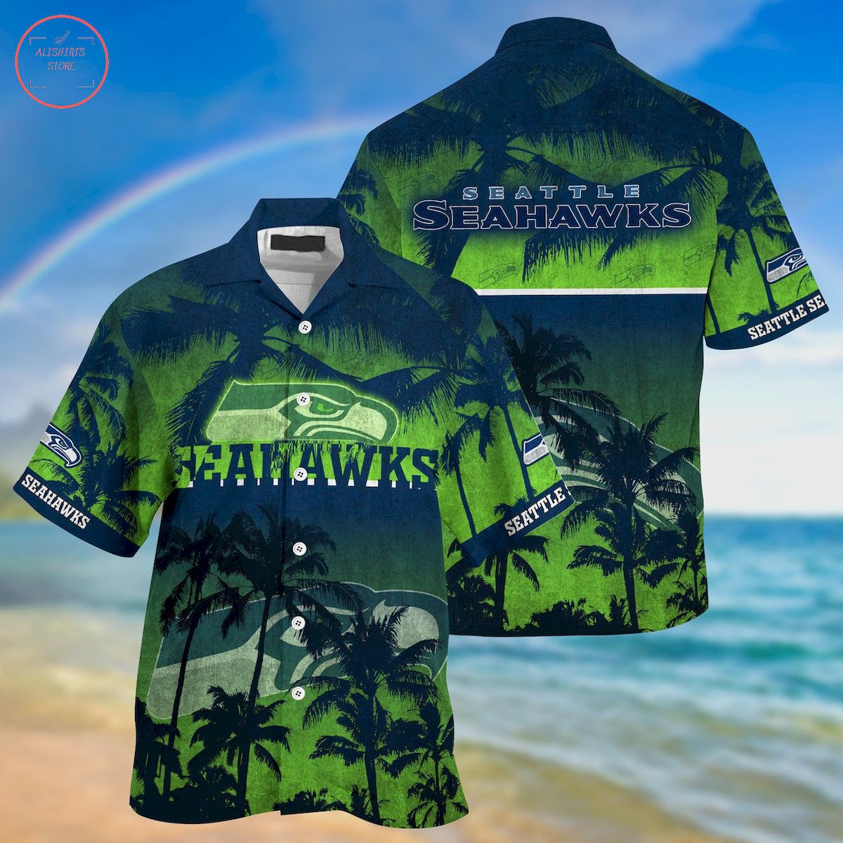 Seattle Seahawks Palm Hawaiian Shirt