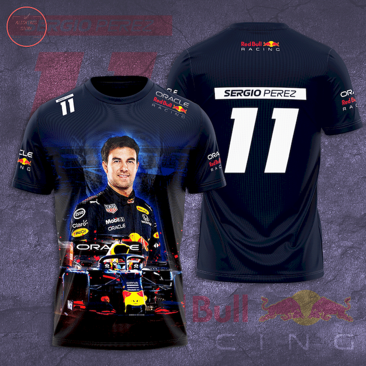Sergio Perez Red Bull Racing 3D T-shirt