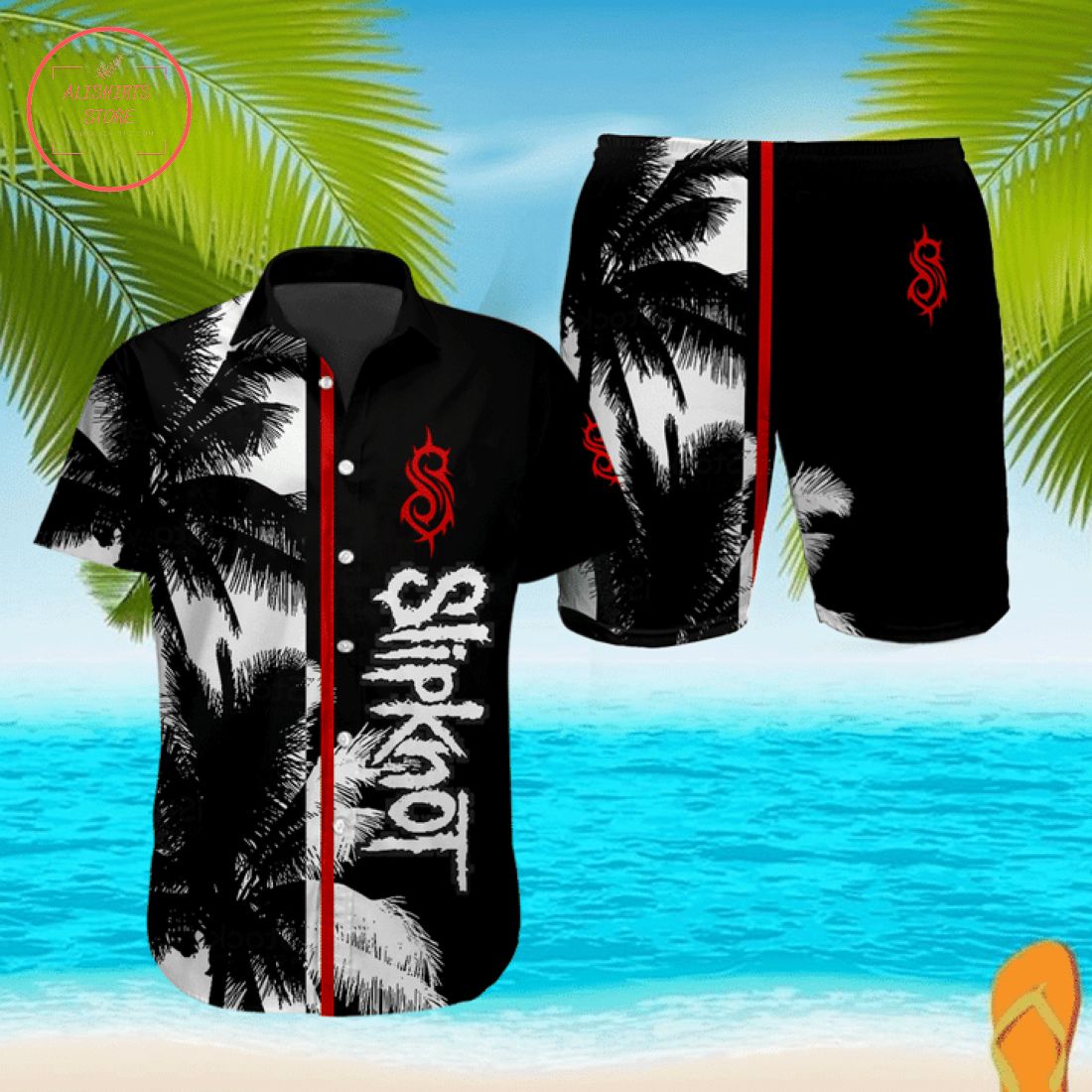 Slipknot Palm Hawaiian Shirt and Shorts