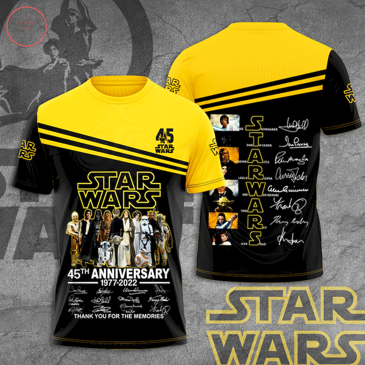 Star Wars 45th Anniversary Black Yellow 3D T-shirt