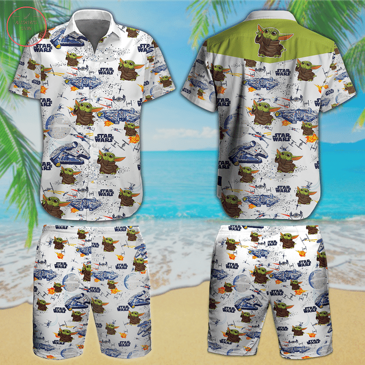 Star Wars Baby Yoda Hawaiian Shirt and Shorts