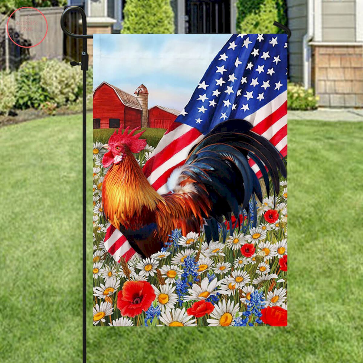 America Rooster July 4th Flag Independence Day Rooster Flag