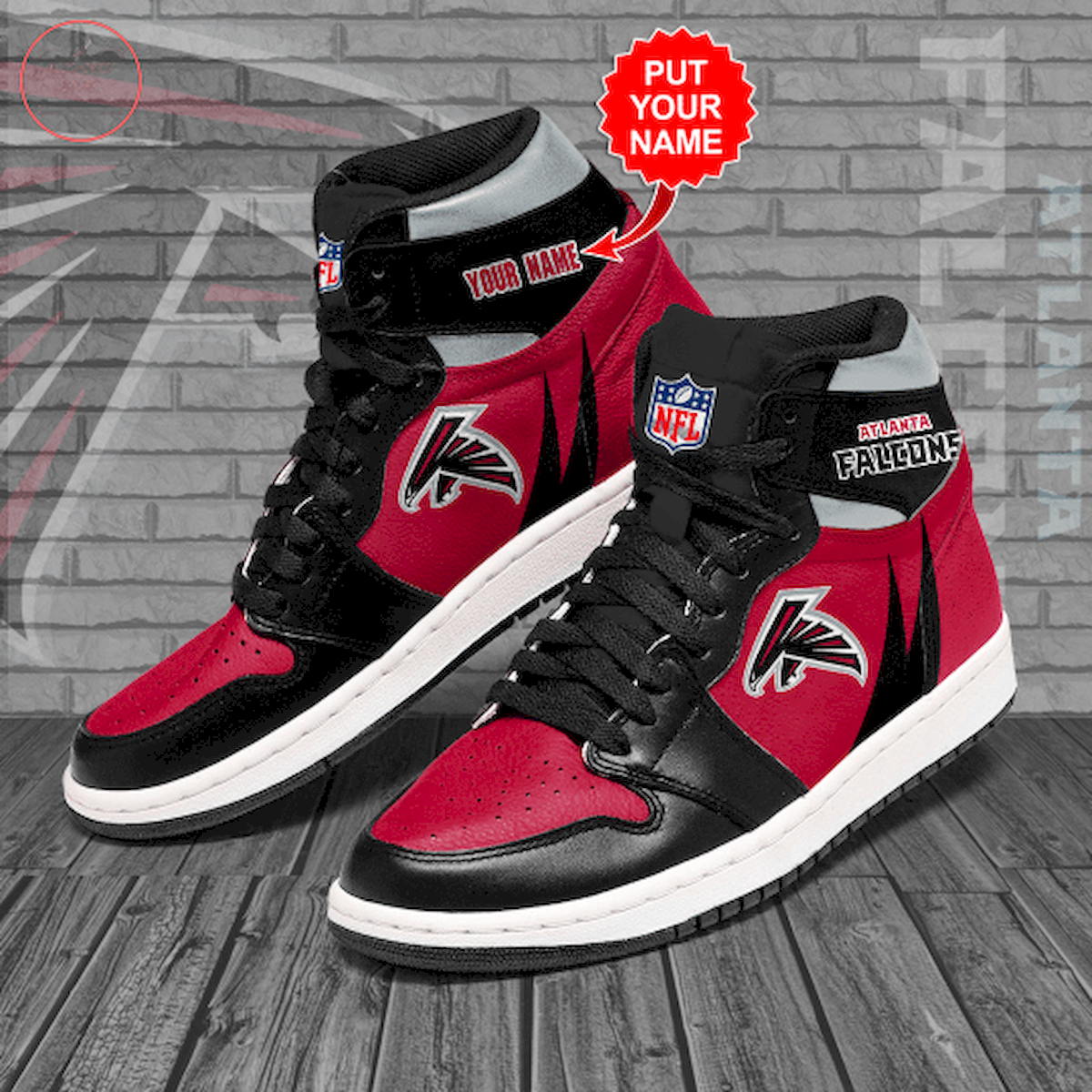 Atlanta Falcons NFL Custom High Air Jordan 1 Sneakers