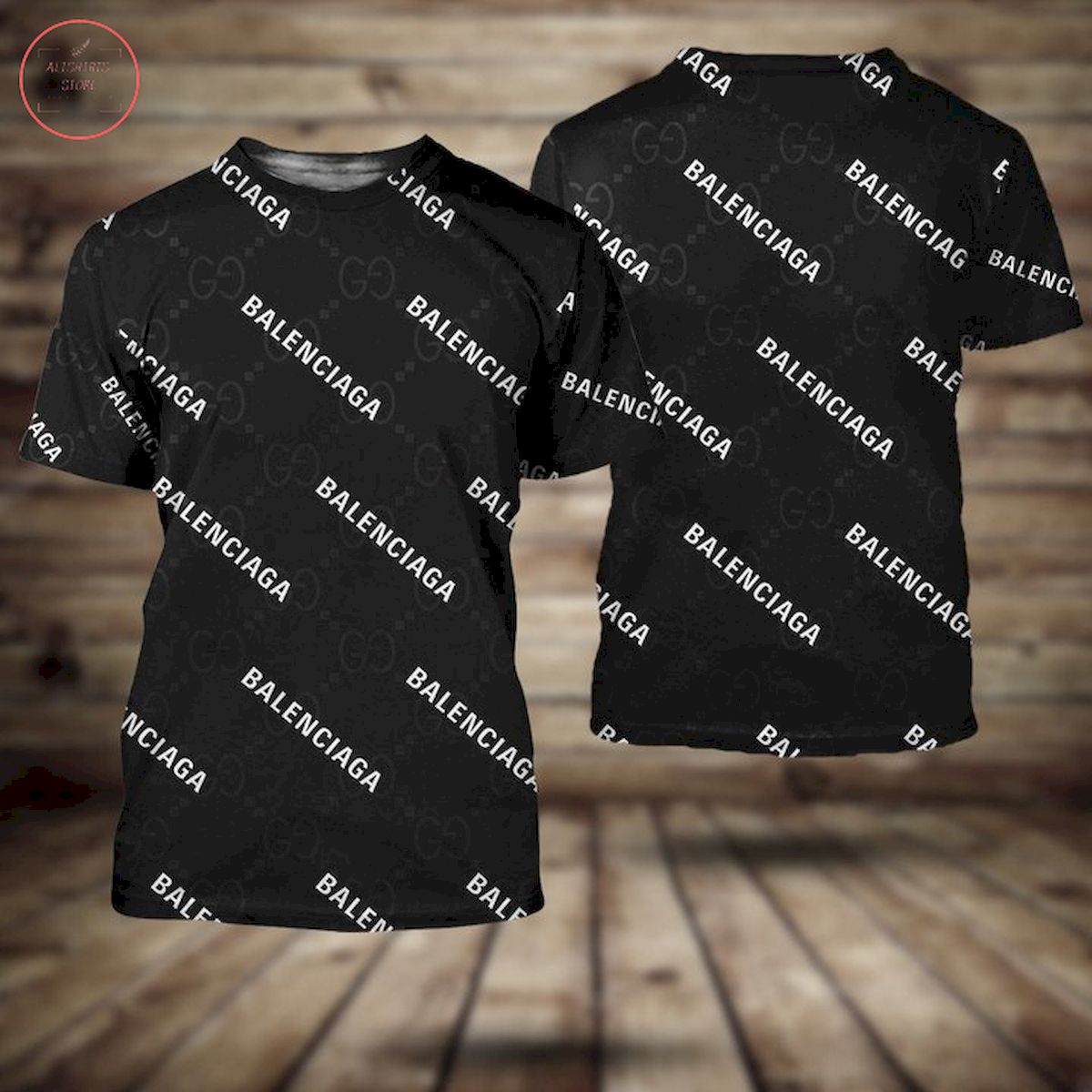 Balenciaga x Gucci Luxury Black T-shirt 3d