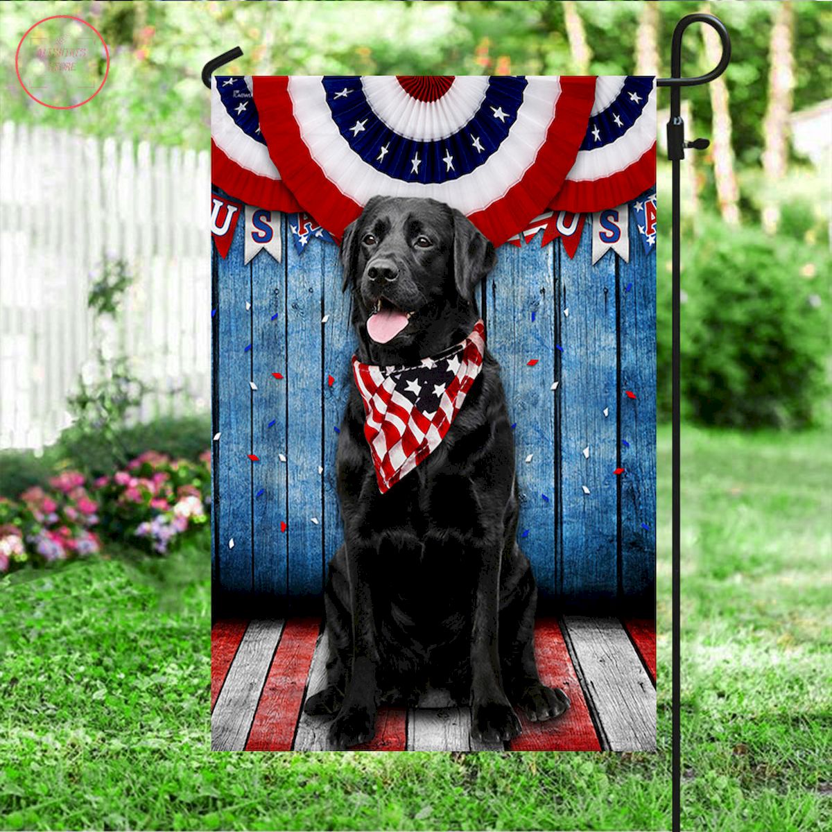 Black Labrador Retriever Flag 4th Of July Independence Day