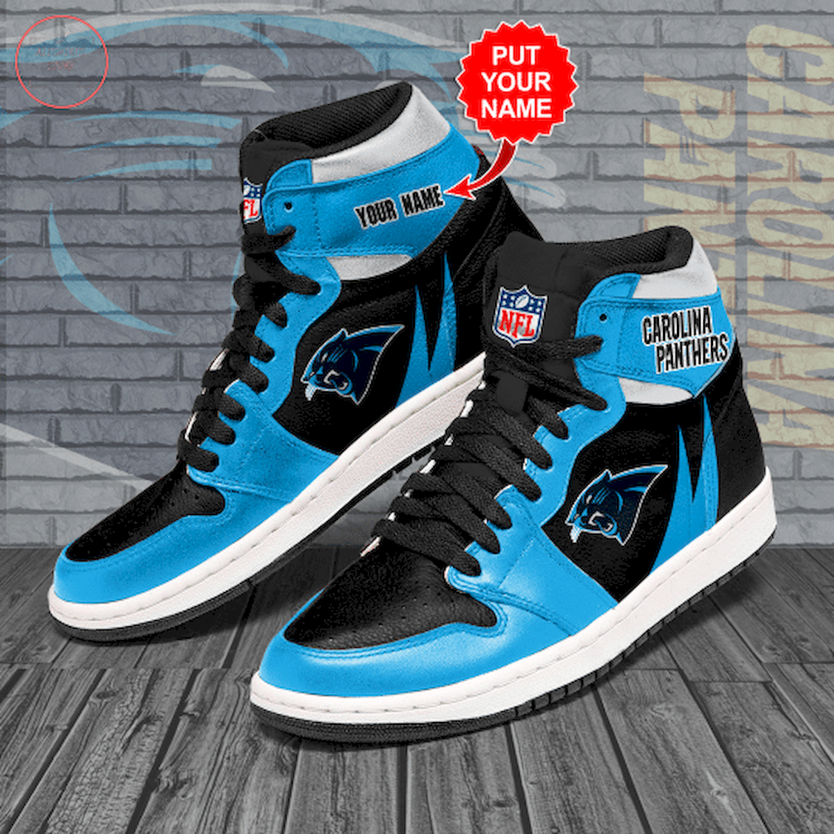 Carolina Panthers NFL Customized Air Jordan 1 Sneakers