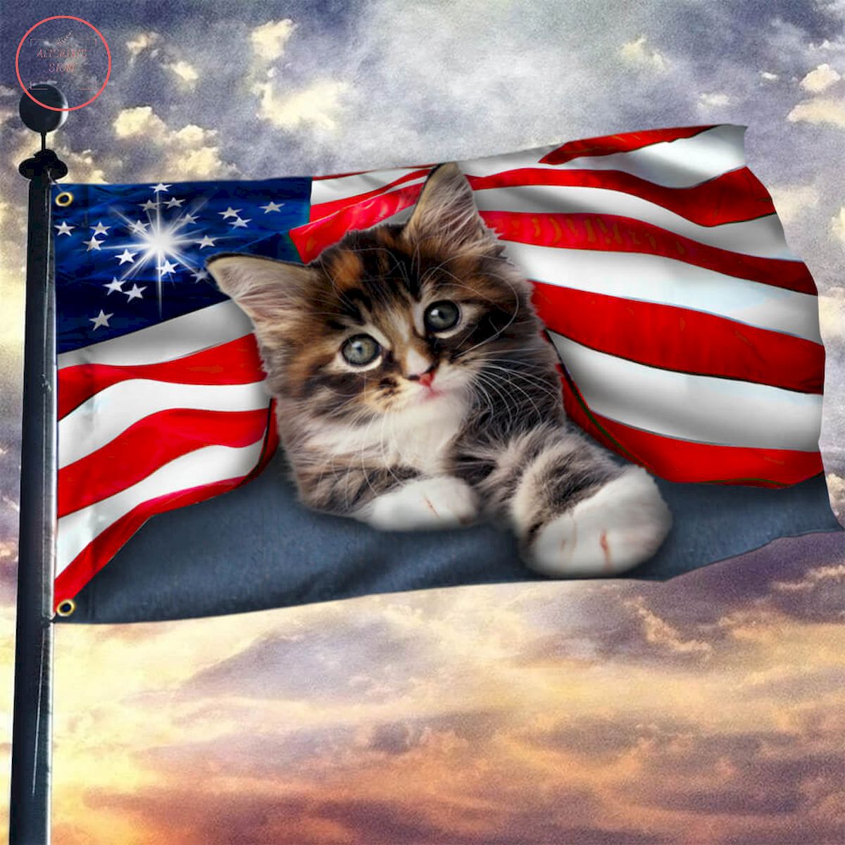 Cat American Grommet Flag 4th Of July Independence Day