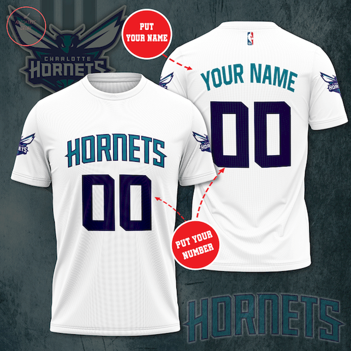 Charlotte Hornets NBA Customized All Over Printed Shirt