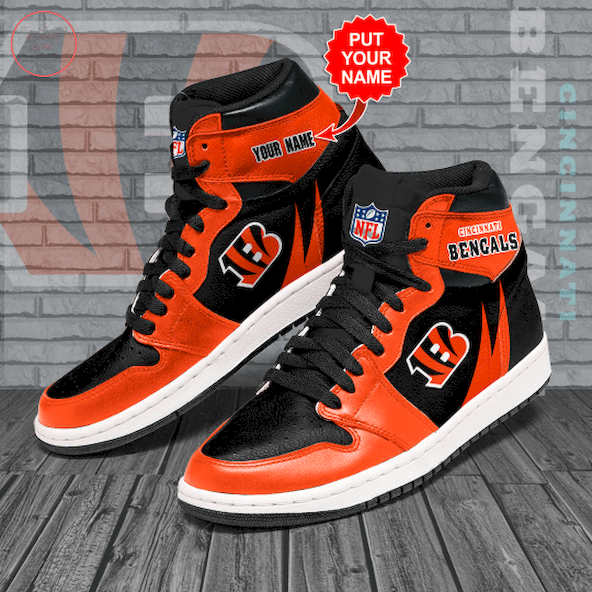 Cincinnati Bengals NFL Custom High Air Jordan 1 Sneakers