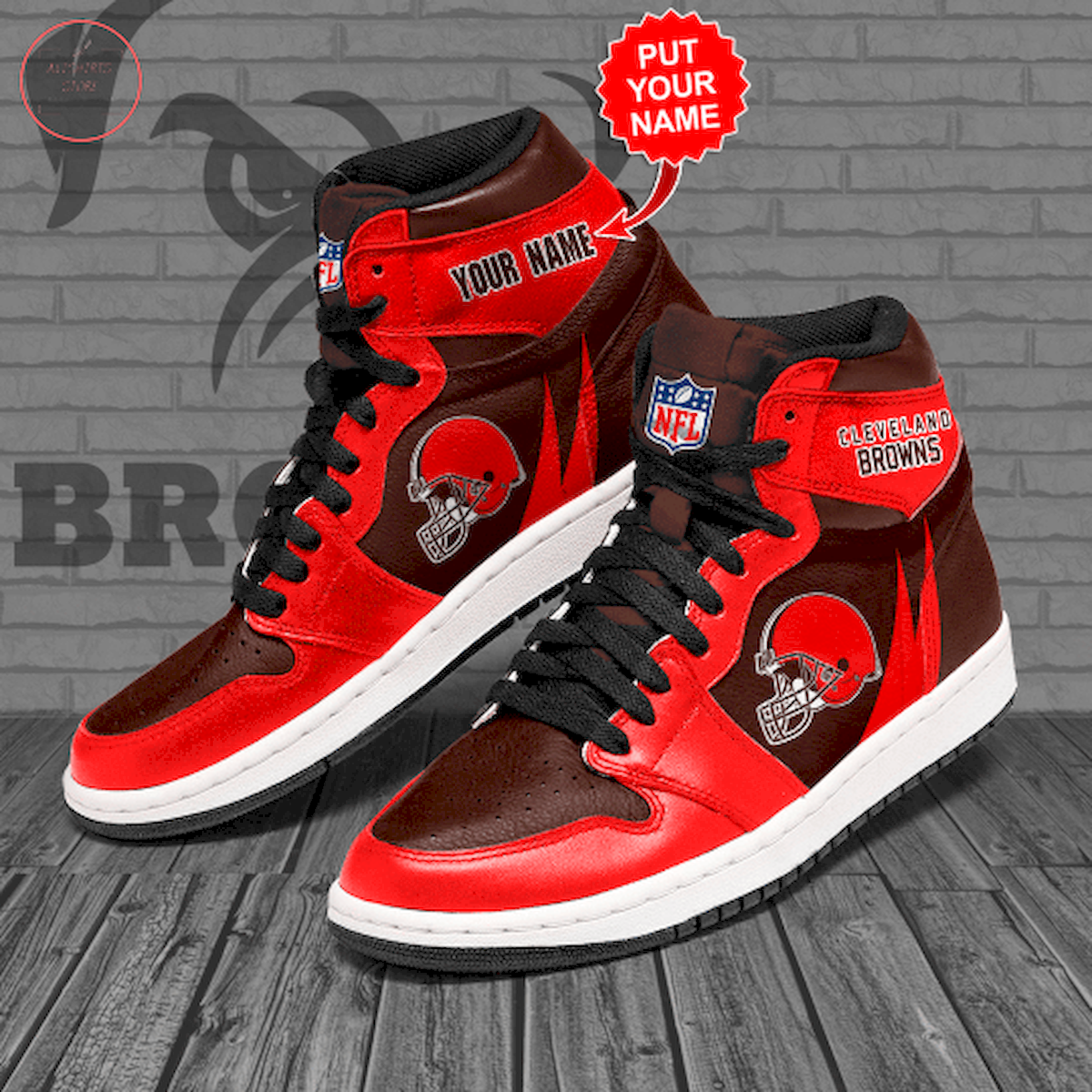 Cleveland Browns NFL Custom High Air Jordan 1 Sneakers