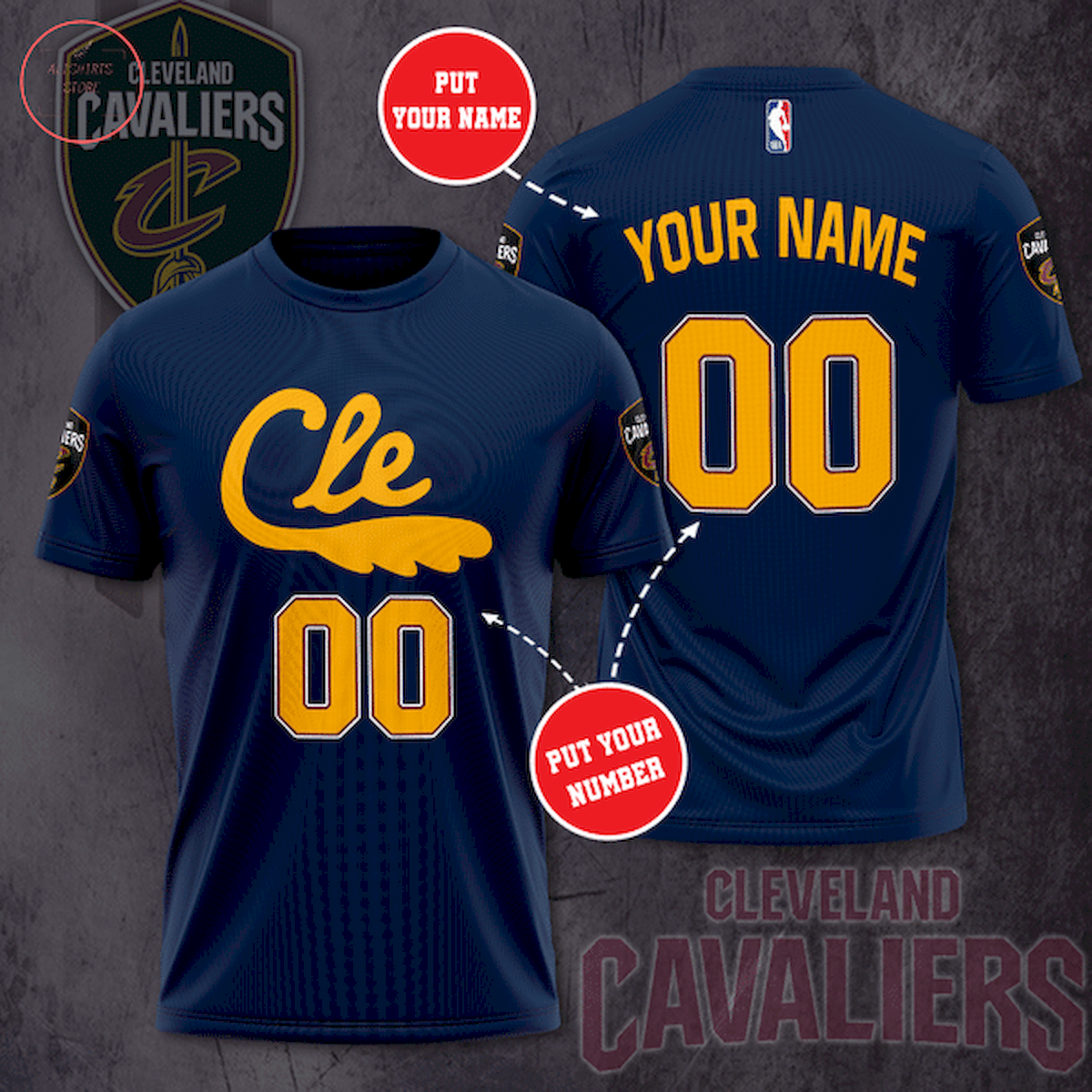 Cleveland Cavaliers NBA Customized All Over Printed Shirt