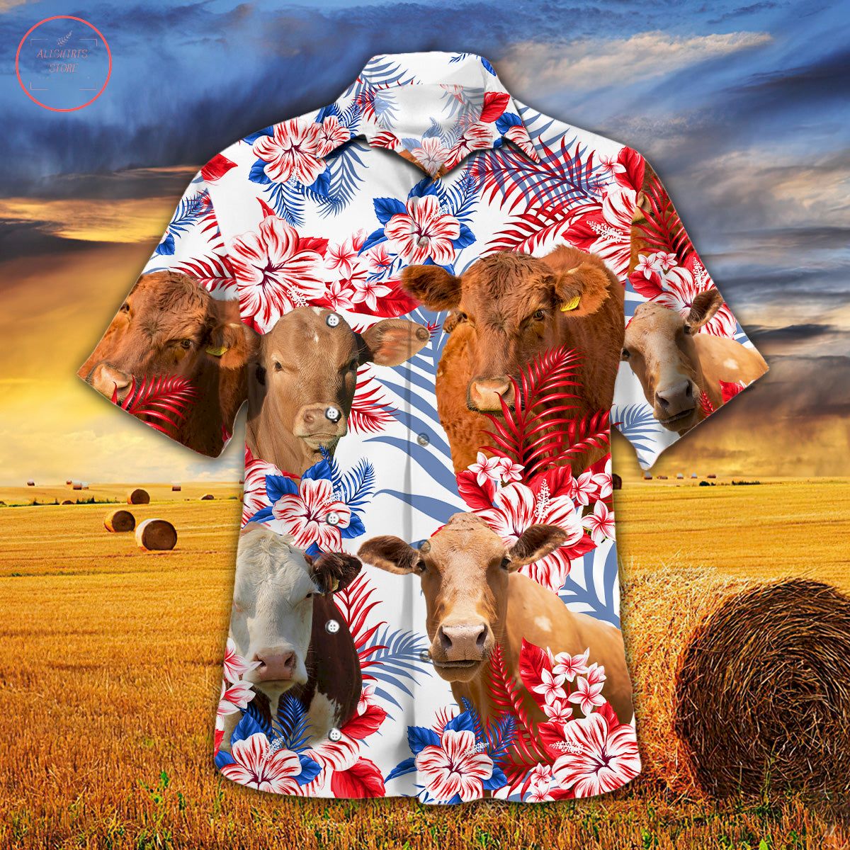 Cow American Flag Hawaiian Shirt