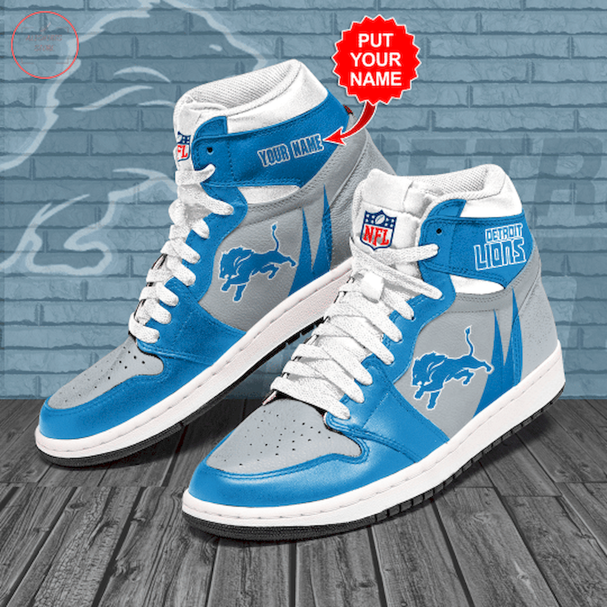 Detroit Lions NFL Custom High Air Jordan 1 Sneakers