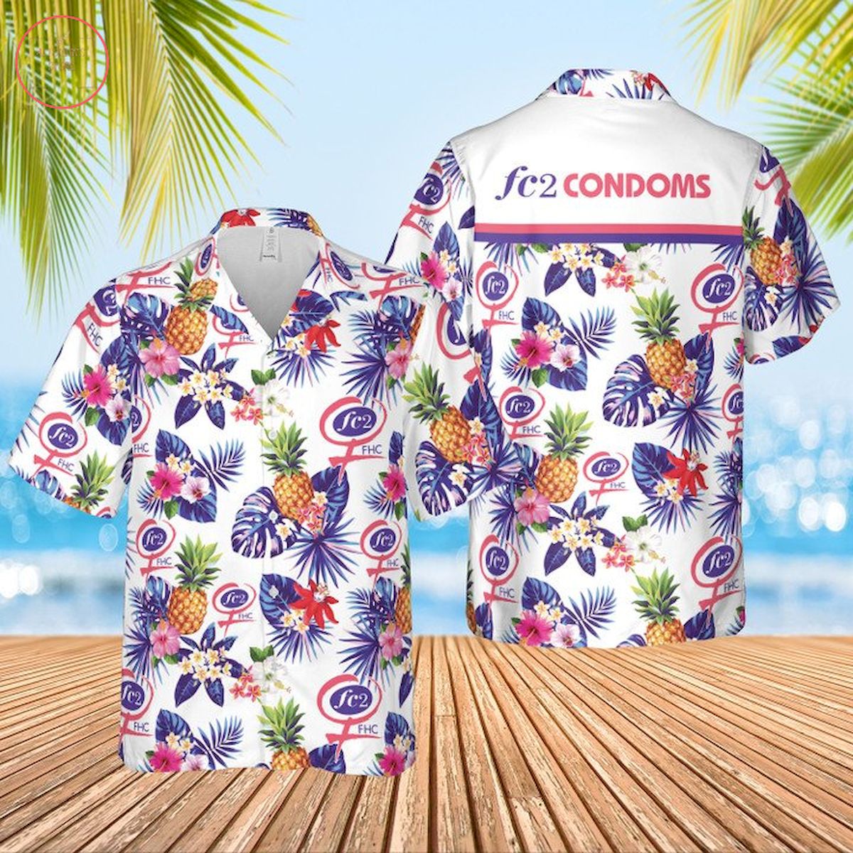 FC2 Condoms Hawaiian Shirt and Shorts