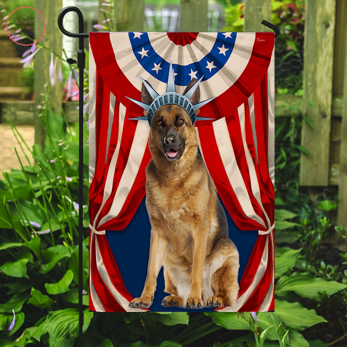 German Shepherd Flag Happy Independence Day For 4th Of July