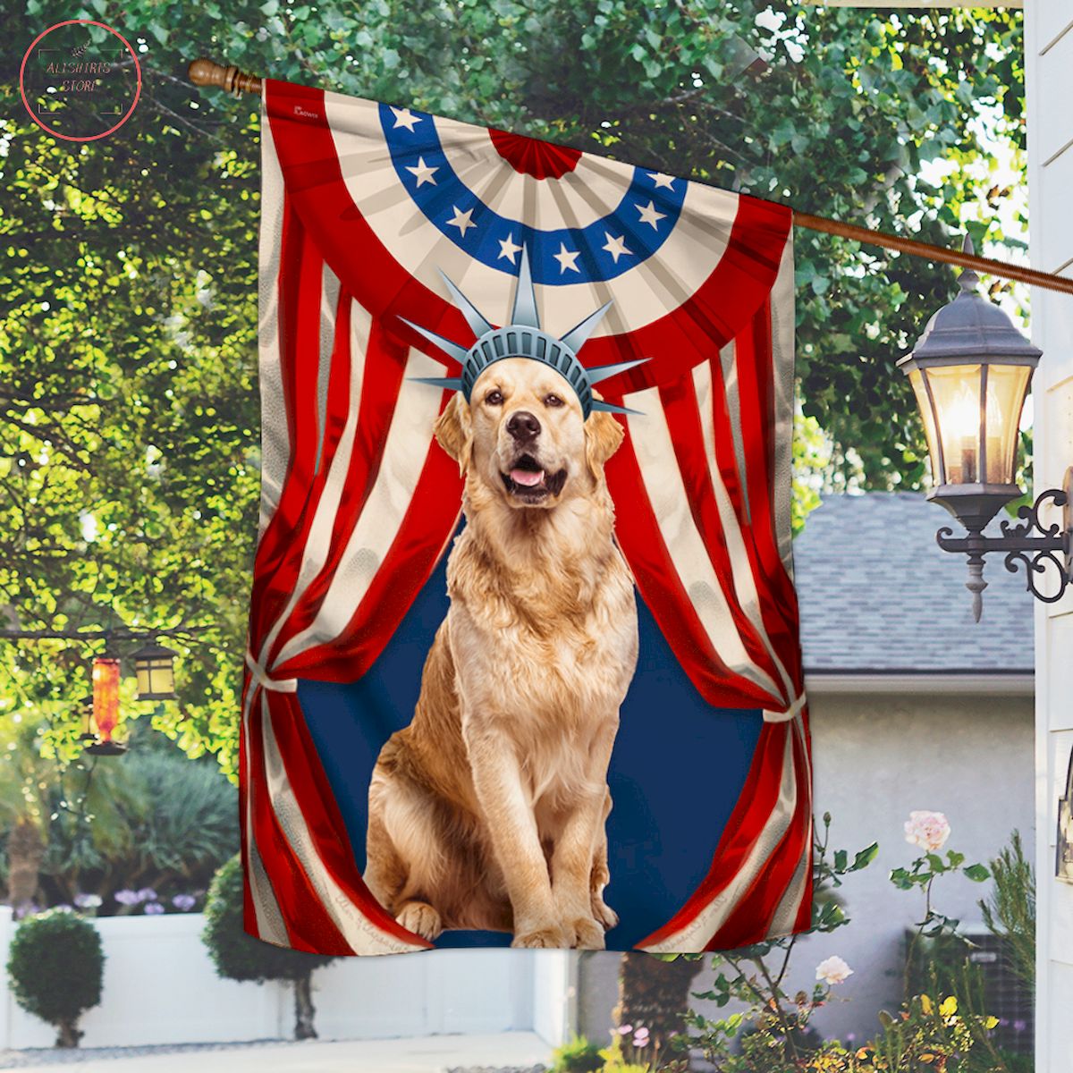Golden Retriever Flag Happy Independence Day For 4th Of July