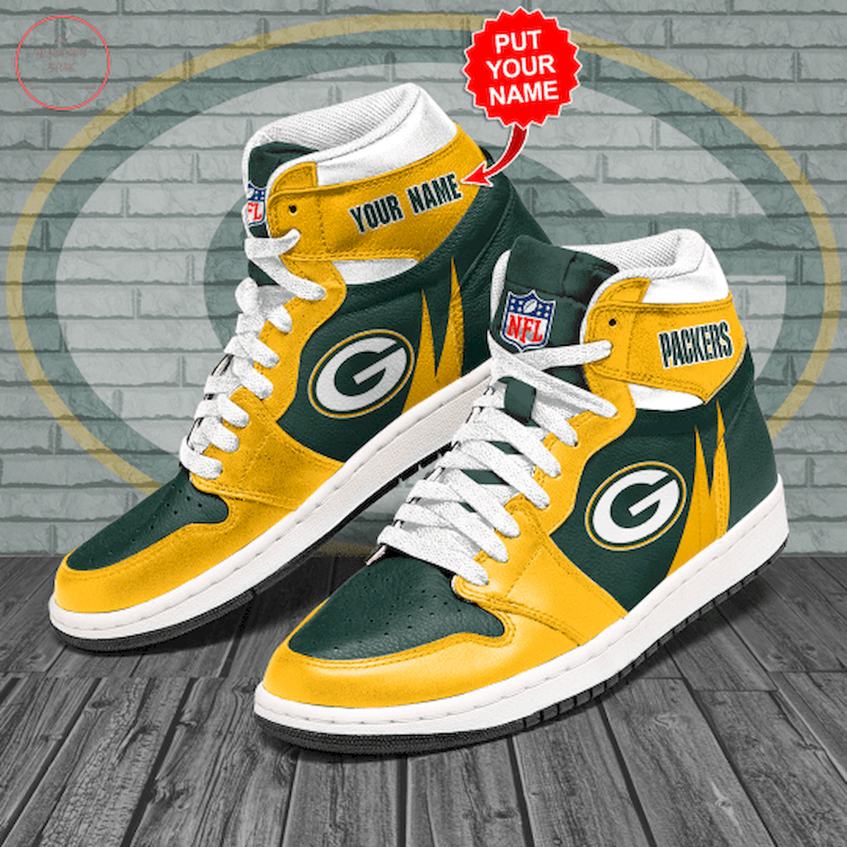 Green Bay Packers NFL Custom High Air Jordan 1 Sneakers