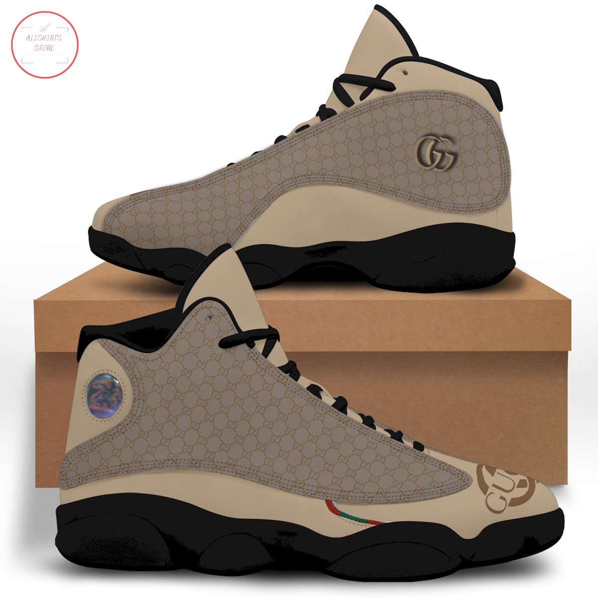 Gucci Brown Luxury Air Jordan 13 Sneaker Shoes