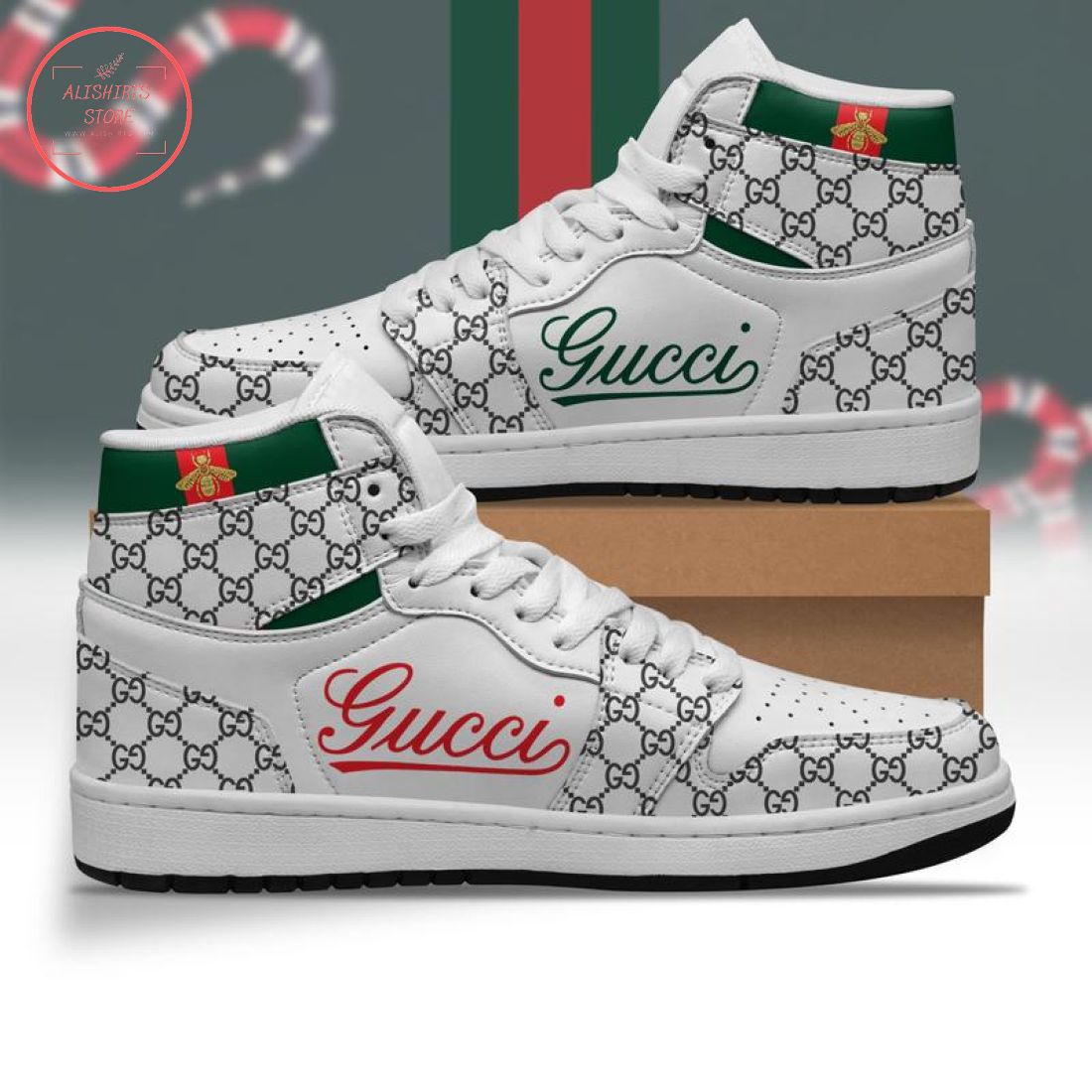 Gucci Fly High Air Jordan 1 White Sneakers