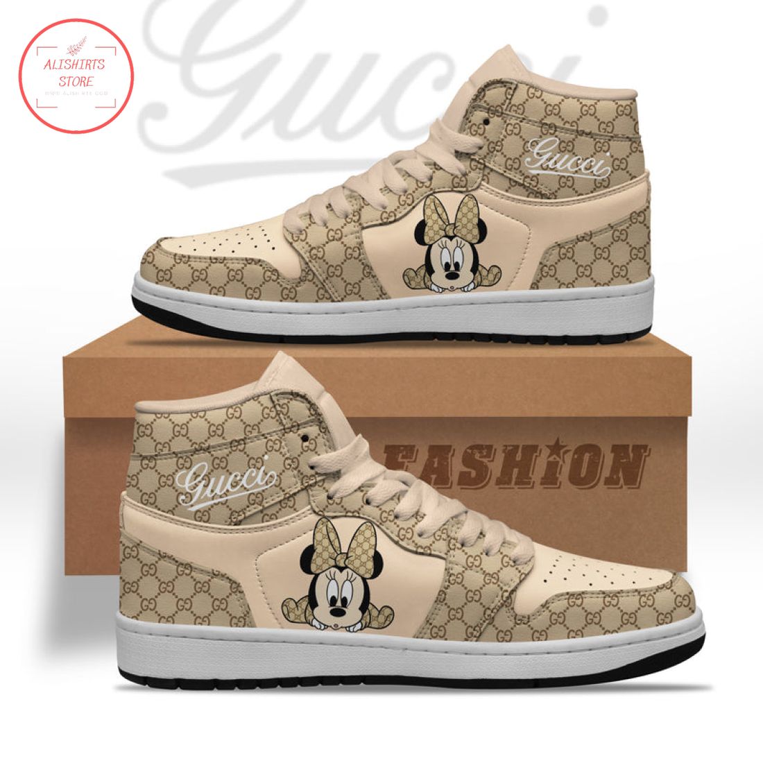 Gucci Mickey Mouse High Air Jordan 1 Sneakers