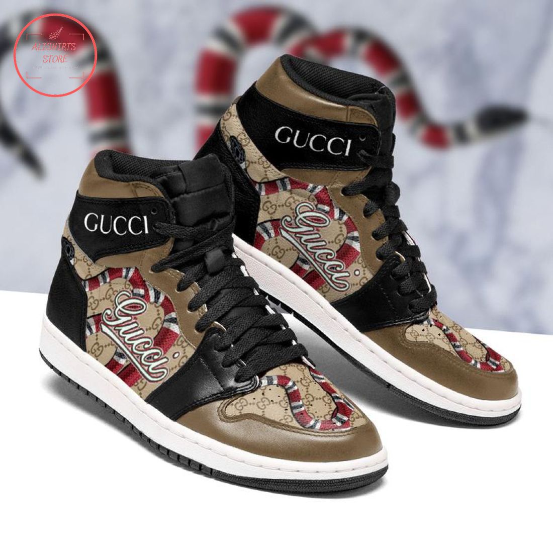 Gucci Snake Brown High Air Jordan 1 Sneakers