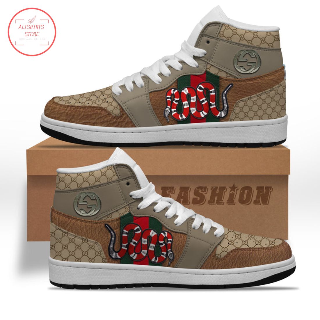 Gucci Snake High Air Jordan 1 Sneaker Shoes