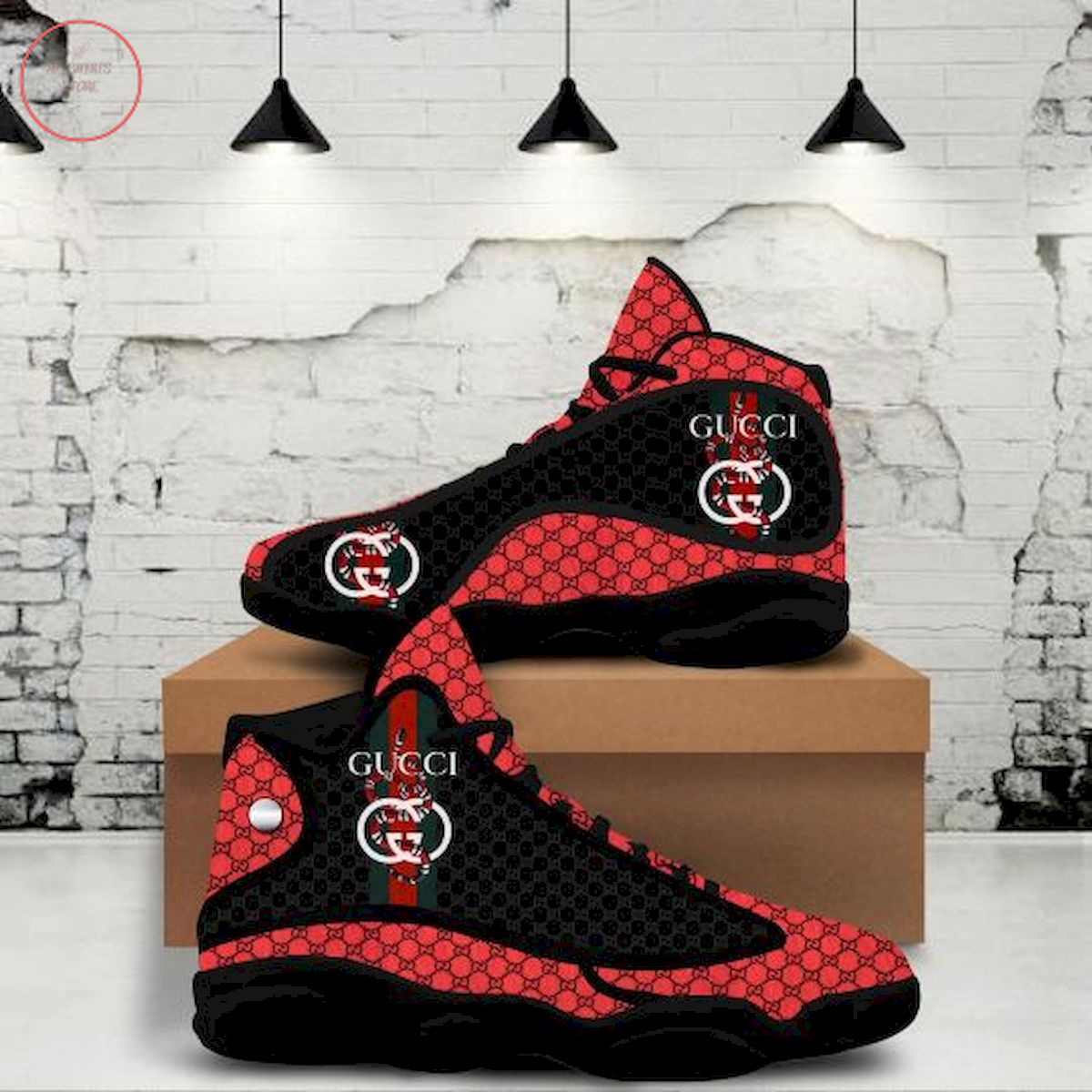 Gucci Snake Red and Black Air Jordan 13 Sneaker Shoes